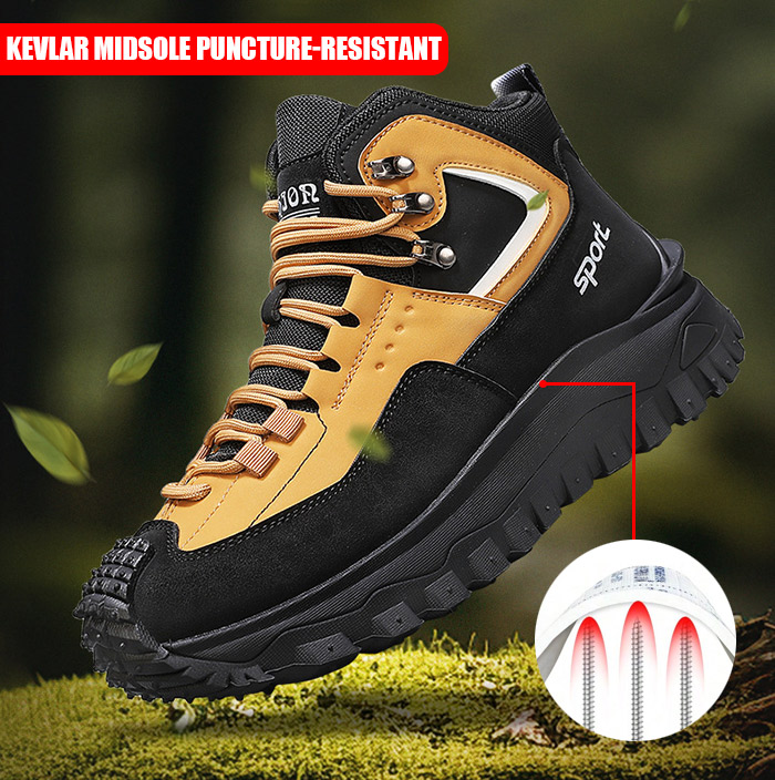 (⏰Limited Time Sale 50% OFF) Men's Outdoor Hiking Boots Work boots- Waterproof, Non-Slip, Puncture-Proof And Smash-Proof; Correct Arch Support And Wide Toe - Suitable For Daily Wear And Outdoor Adventures